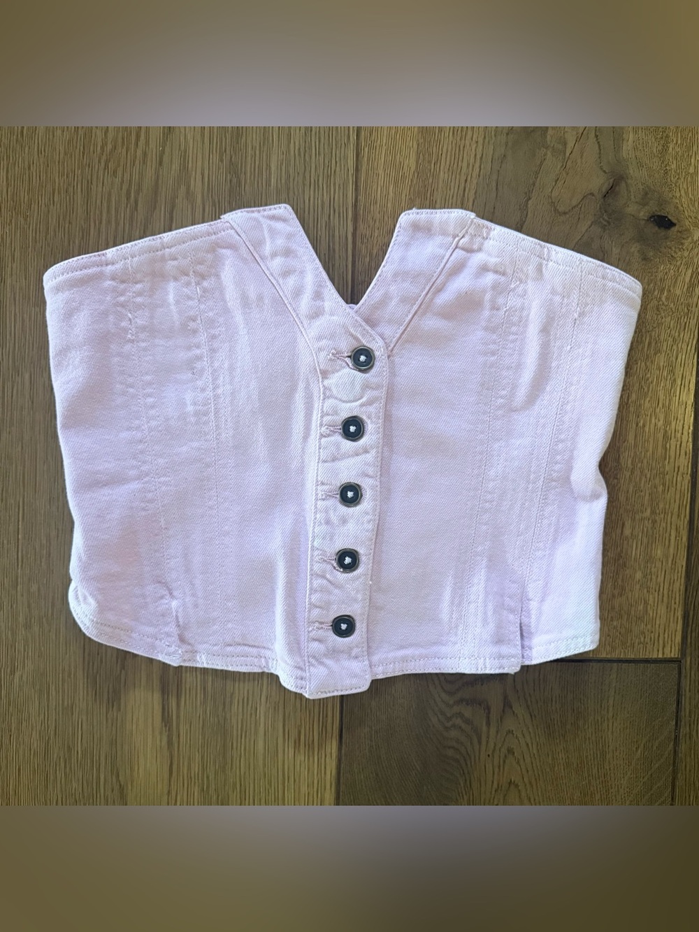We The Free Pale Pink Button-Front Corset Top